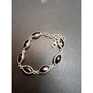 NEW Black onyx sterling silver 8 inch bracelet